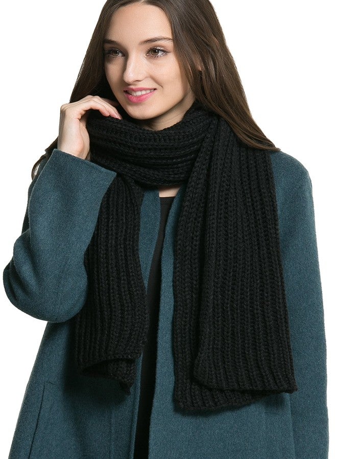 NEOSAN Women Men Winter Thick Cable Knit Wrap Chunky Warm Scarf Black Hor - Image 1